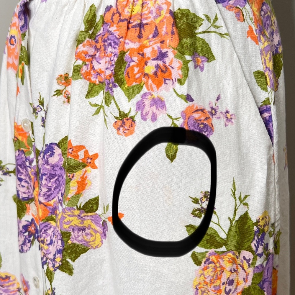 FRNCH Ammi Rose Print Midi Dress Fit & Flare Linen Belted Romantic Women Size M - Picture 5 of 12